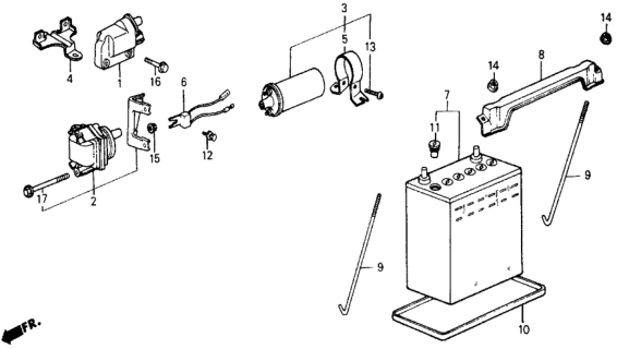 1984 Honda Civic 5 Door DX KA 5MT Ignition Coil - Battery Diagram