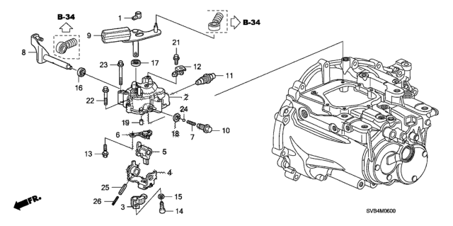 2011 Honda Civic Lever, Shift Diagram for 24470-RPH-000