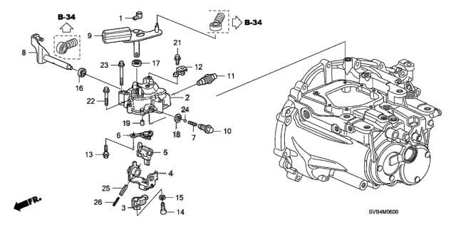 2011 Honda Civic Lever, Select Diagram for 24460-RPH-000