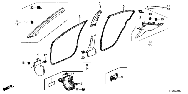 2014 Honda Civic 4 Door LX KA 5MT Pillar Garnish Diagram