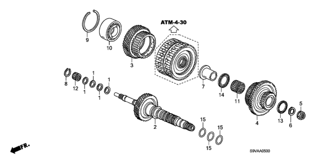 2008 Honda Pilot AT Mainshaft Diagram