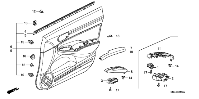 2011 Honda Civic Lining, R. FR. Door (Lower) (Typej) (Blue) Diagram for 83503-SNC-A12ZA