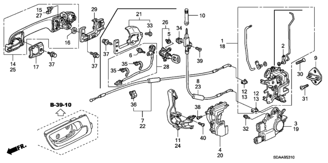 2007 Honda Accord Handle Assembly, Right Front Door (Outer) (Desert Mist Metallic) Diagram for 72140-SDA-A61ZH