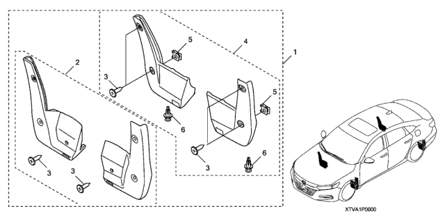 2019 Honda Accord 4 Door EX-L KA CVT Splash Guard Diagram