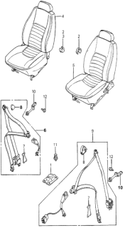 1980 Honda Accord 3 Door LX KA HMT Front Seat - Seat Belt Diagram