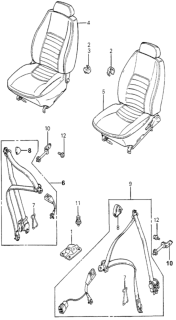 1980 Honda Accord Front Seat - Seat Belt Diagram