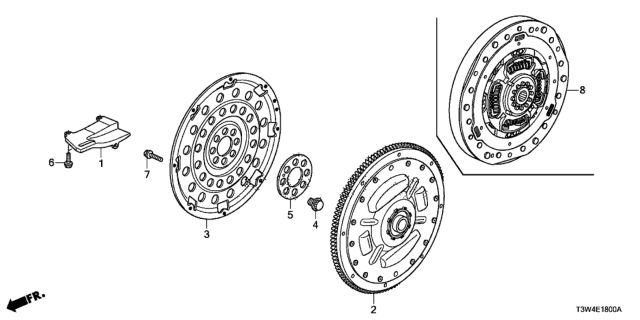 2017 Honda Accord Hybrid Flywheel Assembly Diagram for 22000-5Y4-003