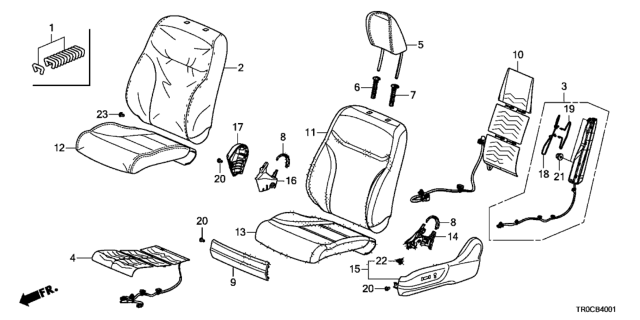 2014 Honda Civic Front Seat (Driver Side) (Power Seat) Diagram