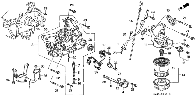 1995 Honda Accord Oil Pump - Oil Strainer (V6) Diagram