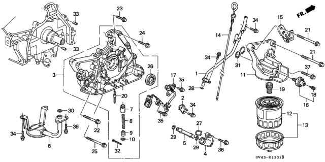 1997 Honda Accord Base, Oil Filter Diagram for 15301-P0G-A00