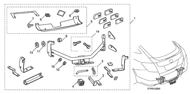 2011 Honda Crosstour 5 Door EXL (2WD) KA 5AT Trailer Hitch Diagram