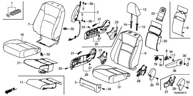 2017 Honda Ridgeline Cover, Right Front Seat Cushion Trim (Red Hole Black) (Leather) Diagram for 81131-T6Z-A71ZA