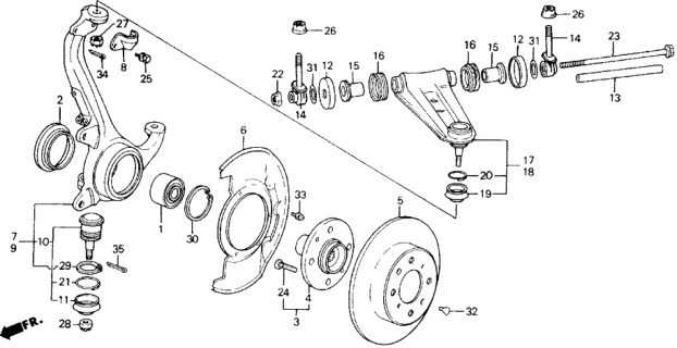 1988 Honda Accord Splash Guard, Front Brake Diagram for 45255-SF1-010