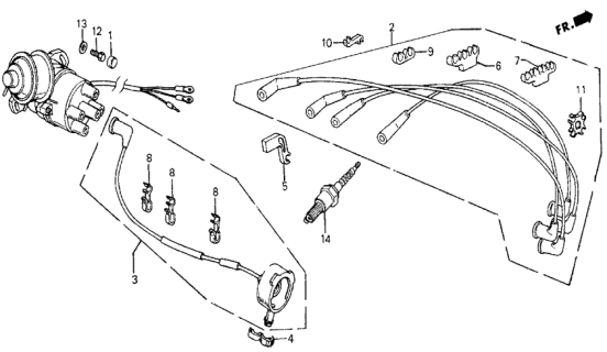 1987 Honda Civic 5 Door 4WD KL 5MT Distributor - Spark Plug Diagram