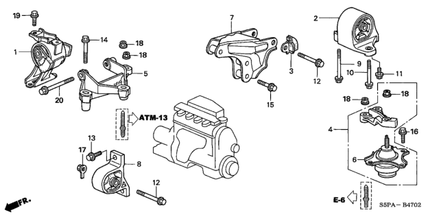 2005 Honda Civic Engine Mounts (CVT) Diagram