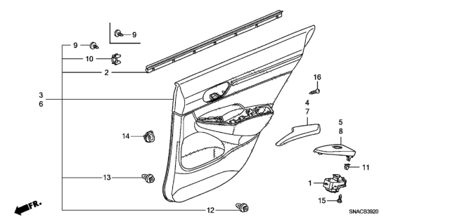 2011 Honda Civic Armrest, Right Rear Door Lining (Graphite Black) Diagram for 83730-SNA-A71ZA