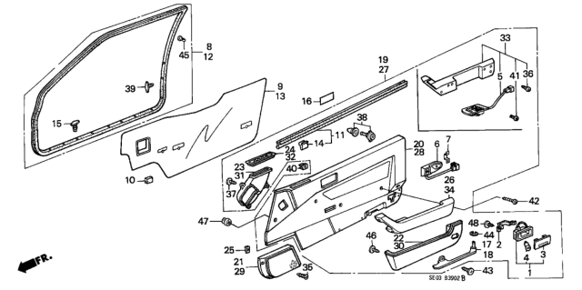 1989 Honda Accord Lining Assy., R. FR. Door *Y18L/Y18L* (SILKY IVORY/SILKY IVORY) Diagram for 83500-SE0-A31ZE