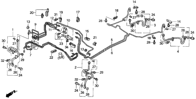 1996 Honda Del Sol 2 Door V-TEC KA 5MT Brake Lines Diagram