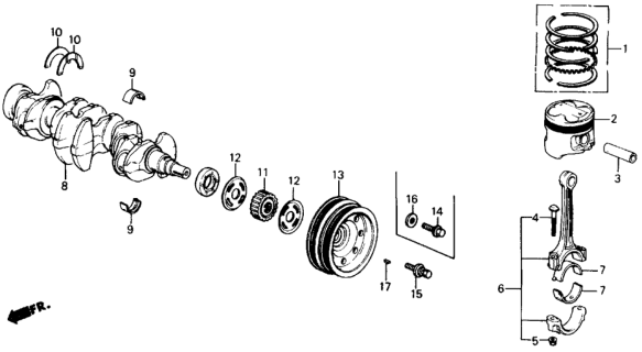 1988 Honda Civic Crankshaft - Piston Diagram