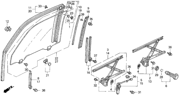 1992 Honda Accord Escutcheon, Regulator Handle *NH89L* (PALMY GRAY) Diagram for 75343-SB3-000ZK