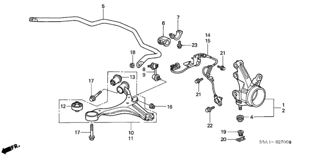 2002 Honda Civic Arm, Right Front (Lower) Diagram for 51350-S5A-A10