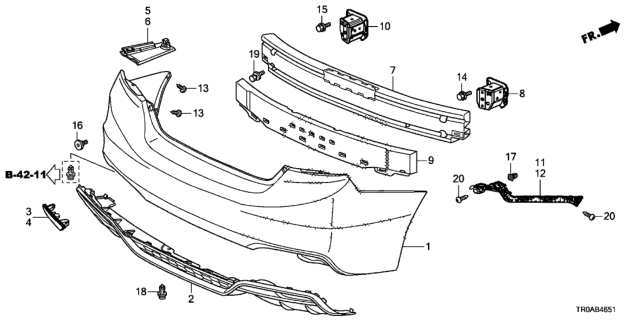 2013 Honda Civic Extension, R. RR. Bumper (Lower) Diagram for 71504-TR7-A51