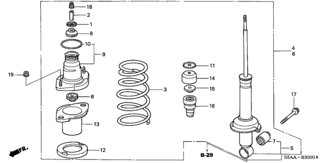 2004 Honda Civic Shock Absorber Assembly, Left Rear Diagram for 52620-S5D-A65