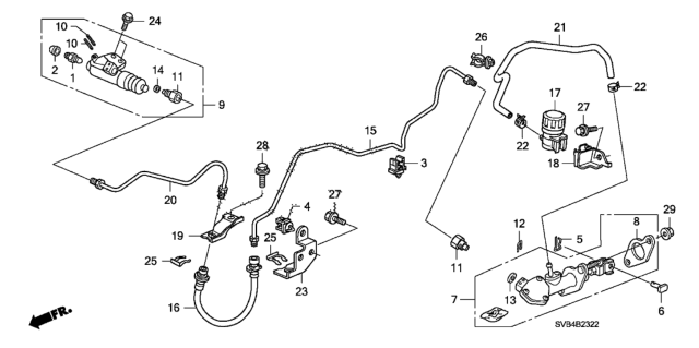 2010 Honda Civic 2 Door SI (HPT NAVIGATION) KA 6MT Clutch Master Cylinder (2.0L) Diagram