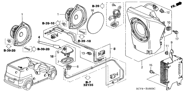 2005 Honda Element Radio Antenna - Speaker Diagram