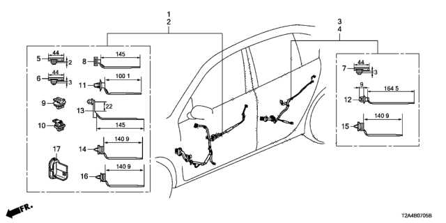 2015 Honda Accord Wire Harness, Passenger Door Diagram for 32752-T2A-A31