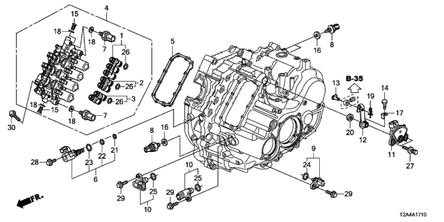2013 Honda Accord 4 Door EXL-V6 KA 6AT AT Sensor - Solenoid - Secondary Body (V6) Diagram