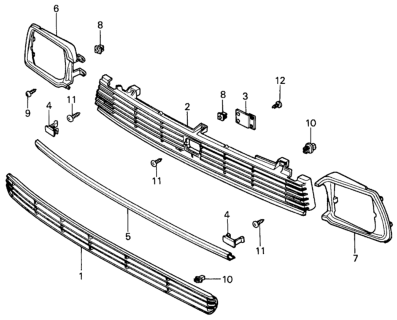 1982 Honda Civic Grille, Front Diagram for 62301-SA0-944