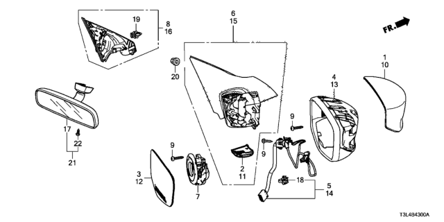 2013 Honda Accord Cap, Driver Side Skull (Tiger Eye Pearl) Diagram for 76251-T2F-A11ZL