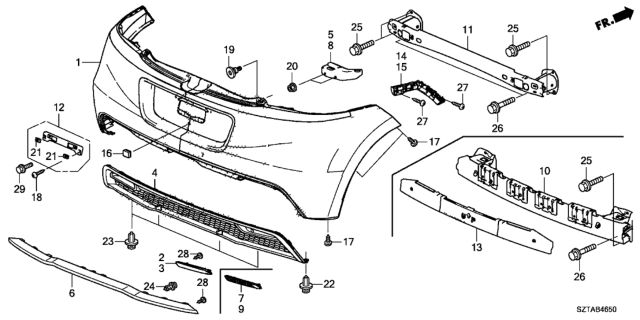 2014 Honda CR-Z Face, Rear Bumper (Dot) Diagram for 04715-SZT-A80ZZ