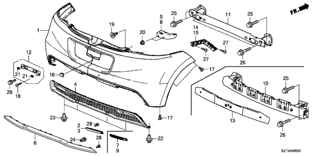 2014 Honda CR-Z Molding, RR. Bumper Diffuser *BG57P* (HORIZON TURQUOISE PEARL) Diagram for 71503-SZT-J00ZH