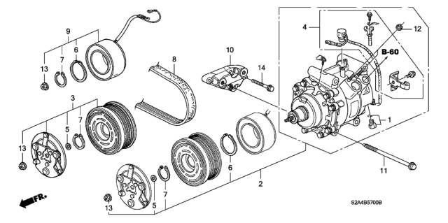 2007 Honda S2000 A/C Compressor Diagram