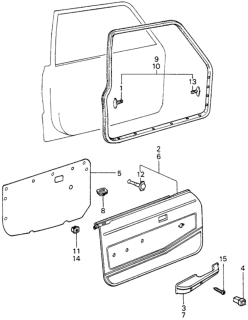 1981 Honda Civic 5 Door ** KL HMT Front Door Lining  - Weatherstrip Diagram