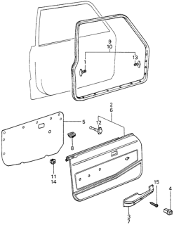 1982 Honda Civic Front Door Lining  - Weatherstrip Diagram