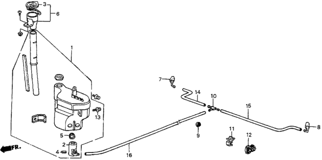 1987 Honda Prelude 2 Door SI KA 5MT Windshield Washer Diagram