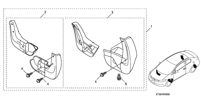 2013 Honda Civic Splash Guards Diagram