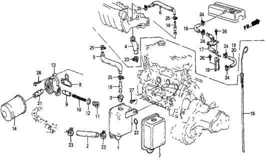 1986 Honda Prelude Tube, PCV Diagram for 11856-PC7-640