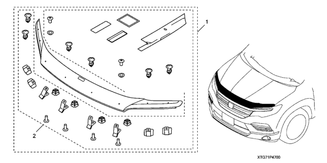 2020 Honda Ridgeline Hood Air Deflector Diagram