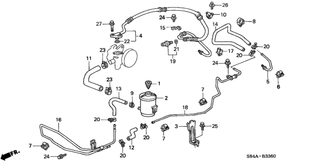 2002 Honda Accord P.S. Lines Diagram