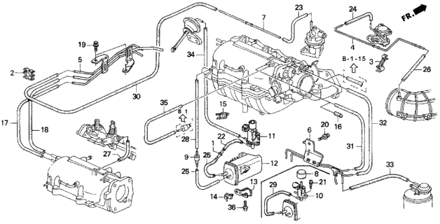 1994 Honda Prelude Clamp, Air Boost Valve Pipe Diagram for 17347-PT2-000