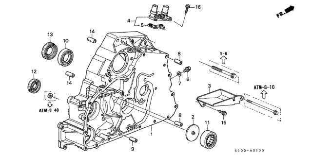 1999 Honda CR-V 5 Door EX KA 4AT AT Torque Converter Housing Diagram