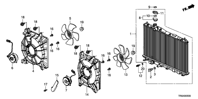 2013 Honda Civic Radiator (Denso) Diagram