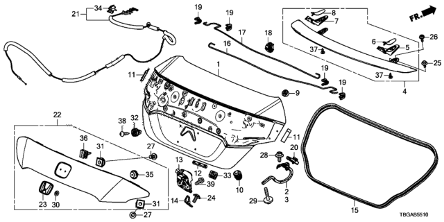 2020 Honda Civic Trunk Lid Diagram
