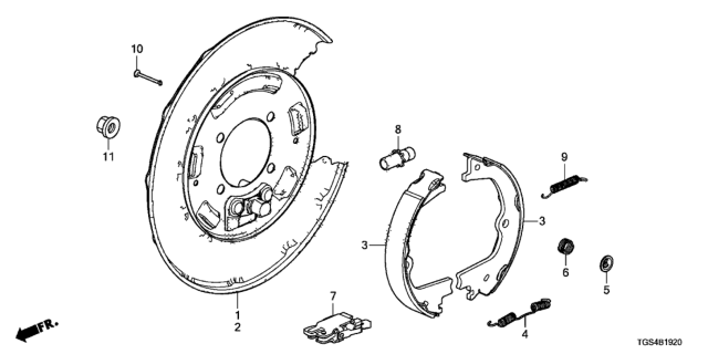 2020 Honda Passport 5 Door TRG (2WD) KA 9AT Parking Brake Shoe Diagram