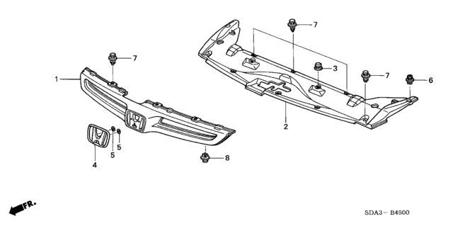 2004 Honda Accord Grille, Front Bumper Diagram for 71121-SDA-A00