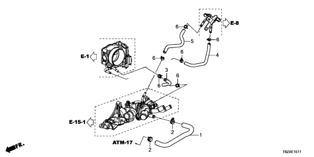 2020 Honda Ridgeline 4 Door RTL (-E) KA 9AT Water Hose Diagram